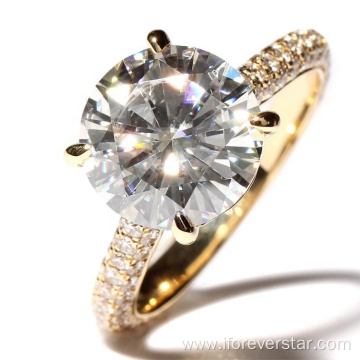 14K Yellow Gold Halo Engagement Diamond Ring